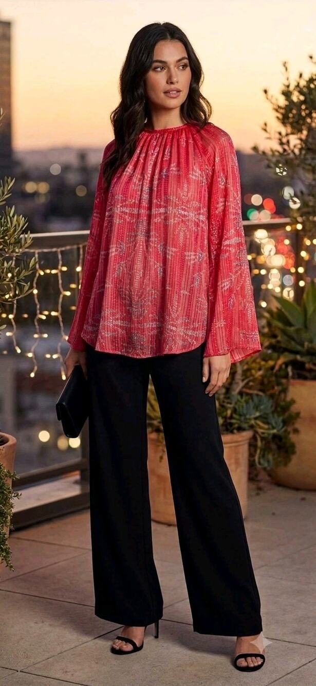 Sabina Musayev Red Long Sleeve Top Small